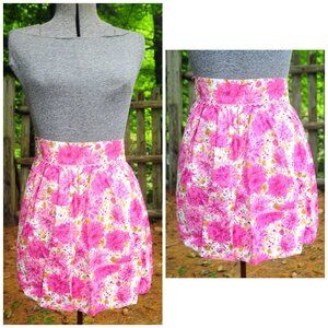 VTG Pink Floral Chrysanthemum Print Hostess Apron Bridal Shower Gender Reveal